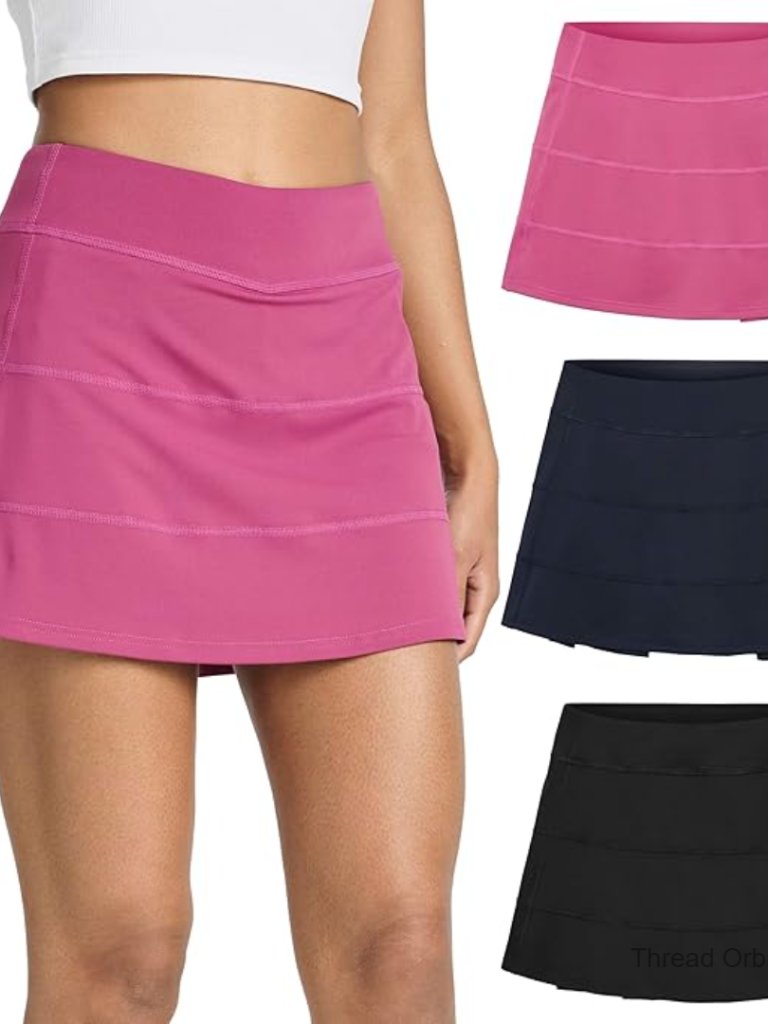 3 Pack Women's Pleated Tennis Skorts High Waisted Athletic Shorts With Pockets